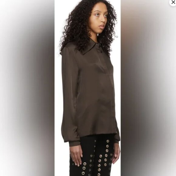 Lado Bokuchava Bowie Shirt Dark Brown Long Sleeve Blouse NWT XS - Picture 6 of 7